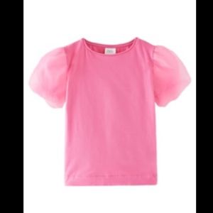 Zara Girls pink t-shirt w/Organza sleeves